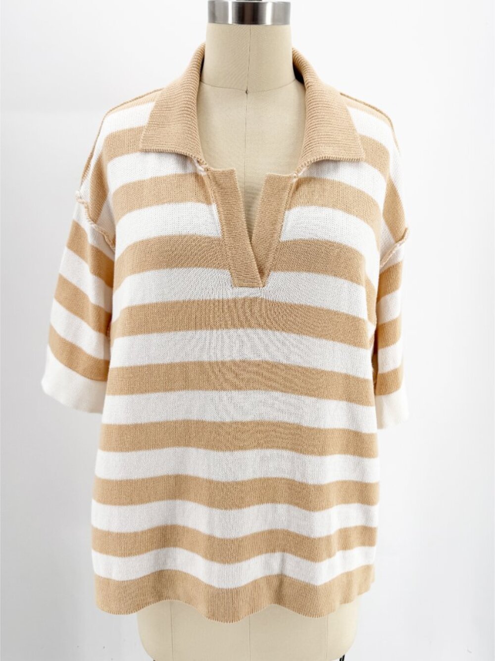 ROBERTO COLLINA Beige & Cream Knit Polo Shirt M - Picture 10 of 10
